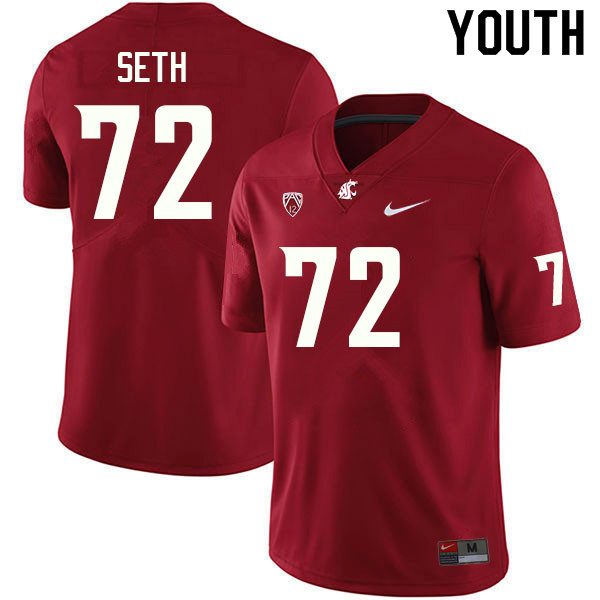 Youth #72 Jakobus Seth Washington State Cougars College Football Jerseys Sale-Crimson